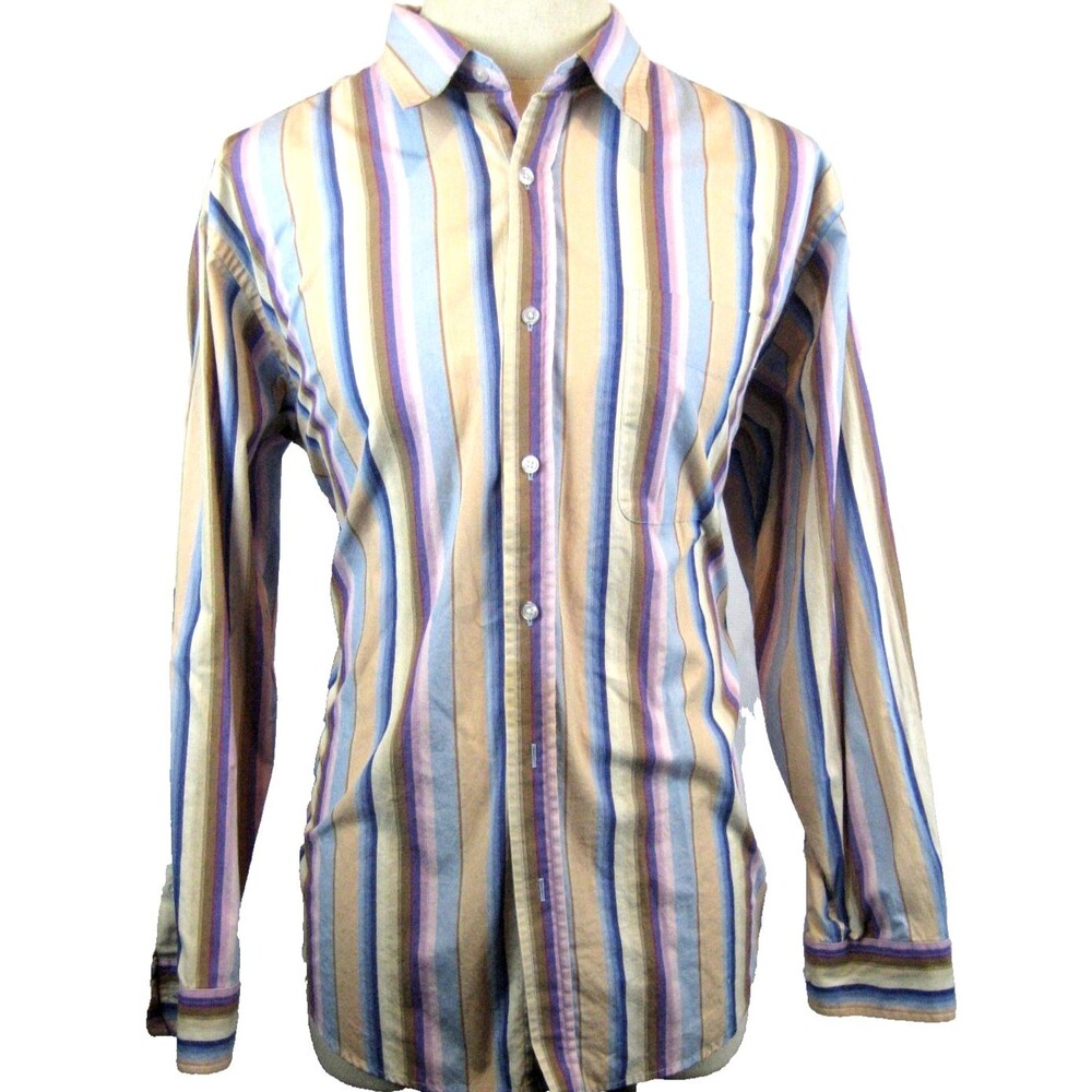 Mens Irvine Park 100% Cotton LS Multi Color Striped Dress Shirt sz XLG